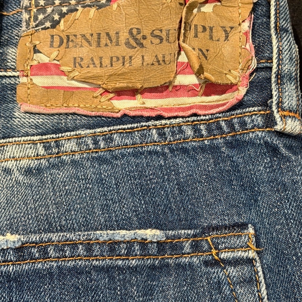 Ralph Lauren Denim & Supply Straight Leg Flag Logo Men's 40x30 Distressed Jeans - Picture 8 of 8